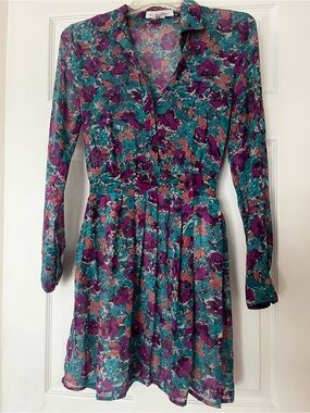 BCBG Teal and Purple Floral Mini Dress